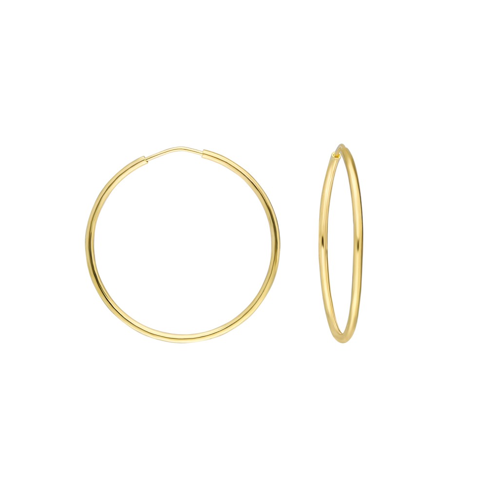 Glorria 14k Solid Gold 3 cm Hoop Earrings