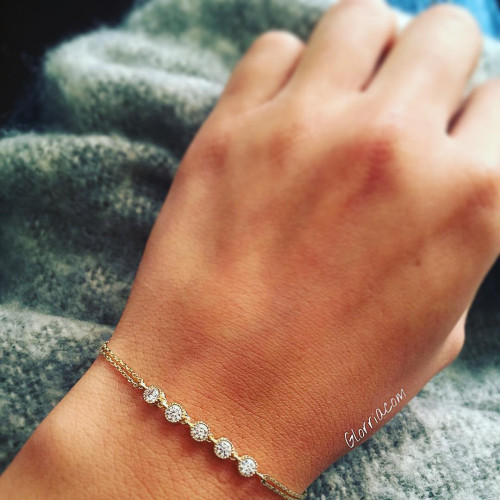 Glorria 14k Solid Gold 5 Pave Waterway Bracelet Glorria 14k Solid Gold 5 Pave Waterway Bracelet