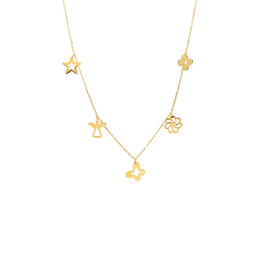 Glorria 14k Solid Gold Luck Necklace