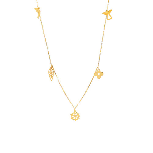 Glorria 14k Solid Gold Luck Necklace
