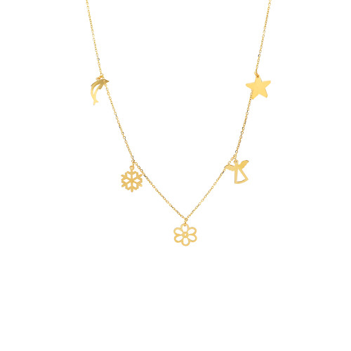 Glorria 14k Solid Gold Luck Necklace Glorria 14k Solid Gold Luck Necklace