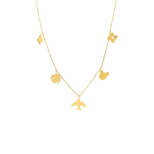 Glorria 14k Solid Gold Luck Necklace Glorria 14k Solid Gold Luck Necklace