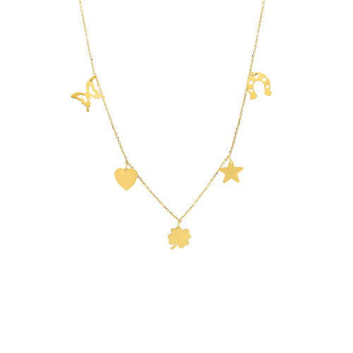 Glorria 14k Solid Gold Luck Necklace