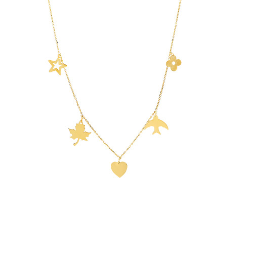 Glorria 14k Solid Gold Luck Necklace