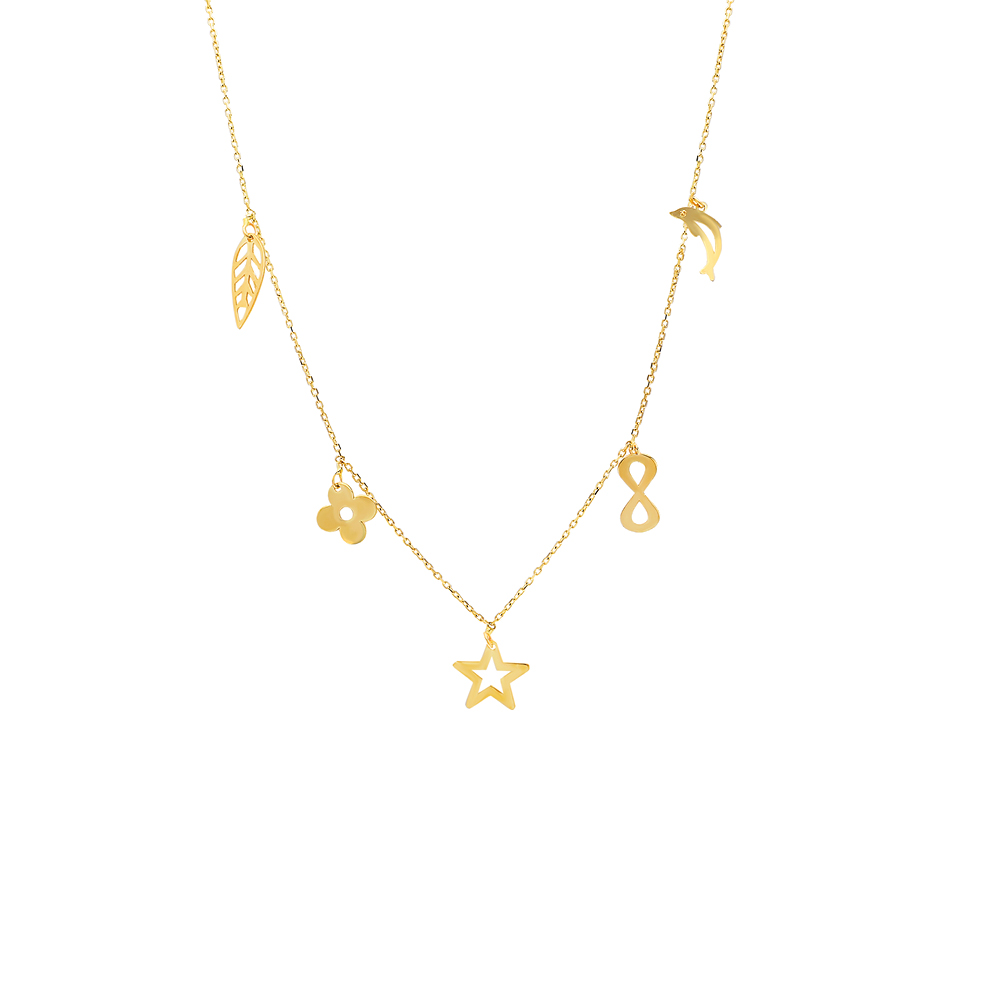 Glorria 14k Solid Gold Luck Necklace