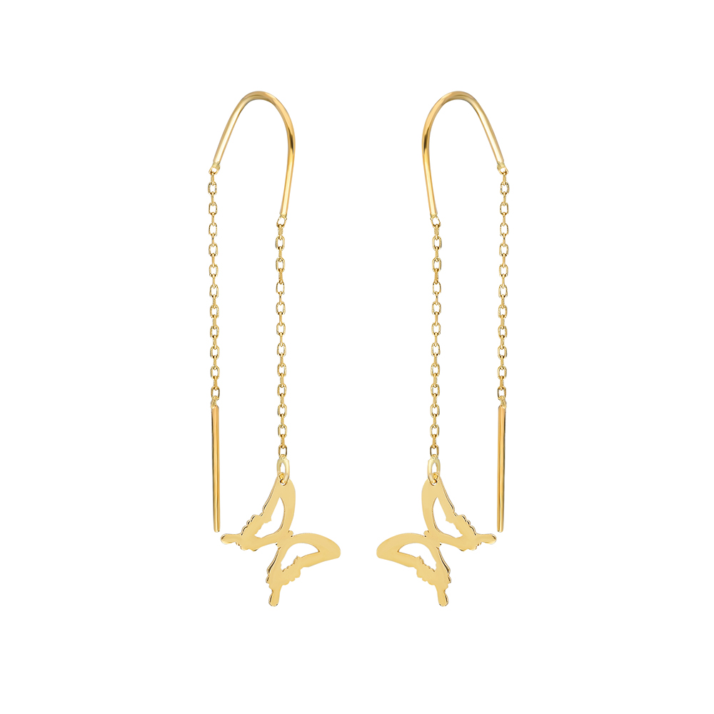 Glorria 14k Solid Gold Butterfly Earring