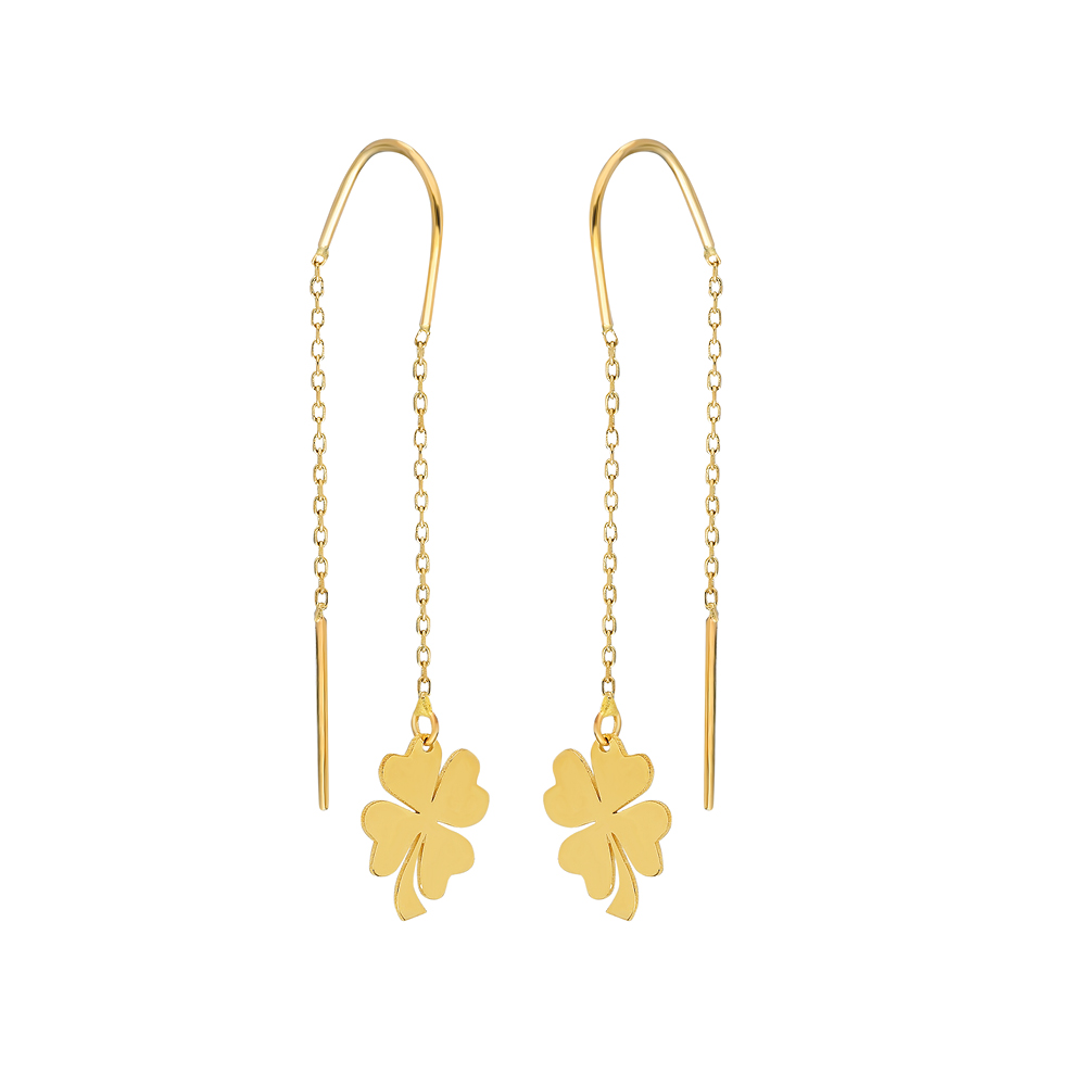 Glorria 14k Solid Gold Clover Earring