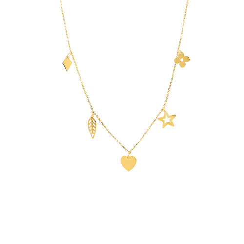 Glorria 14k Solid Gold Luck Necklace