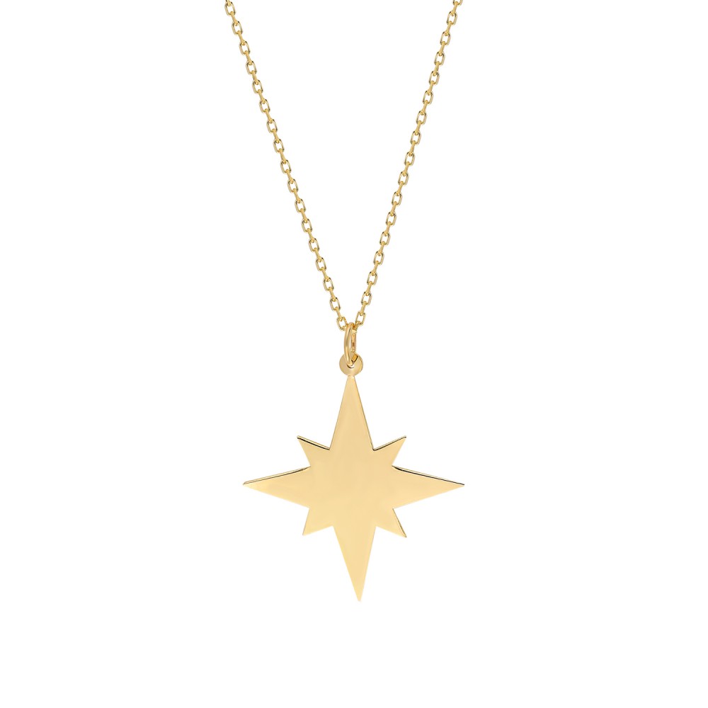 Glorria 14k Solid Gold Polar Star Necklace