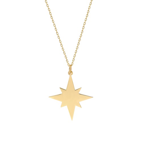 Glorria 14k Solid Gold Polar Star Necklace Glorria 14k Solid Gold Polar Star Necklace