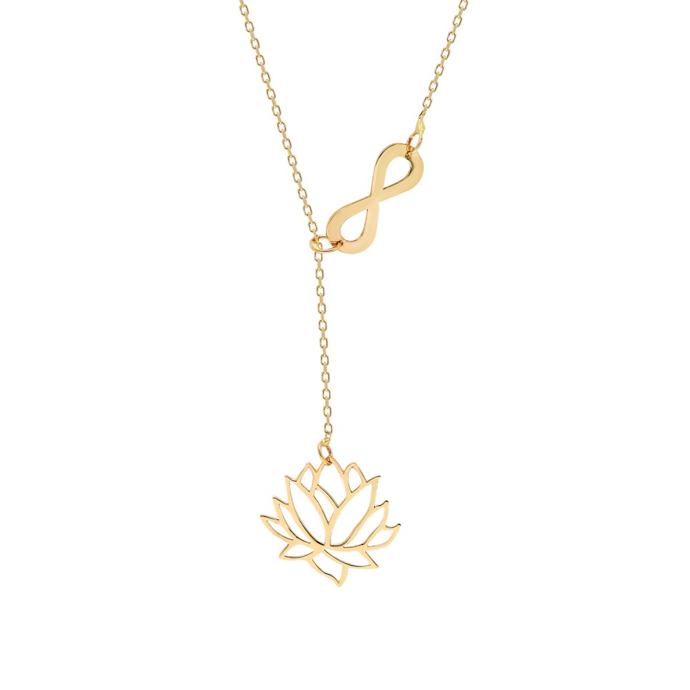 Glorria 14k Solid Gold Lotus Flower Necklace