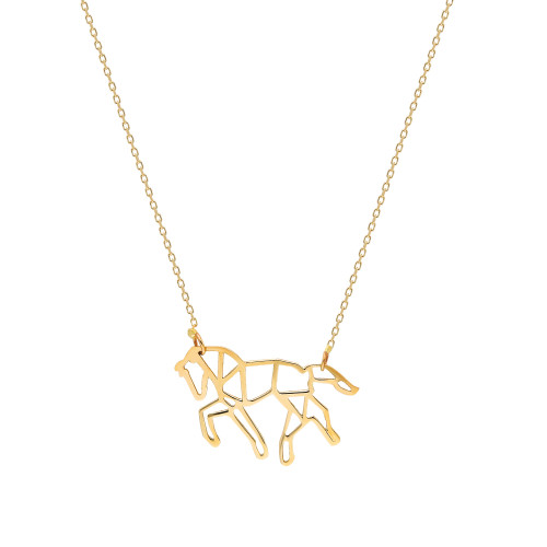 Glorria 14k Solid Gold Horse Necklace Glorria 14k Solid Gold Horse Necklace