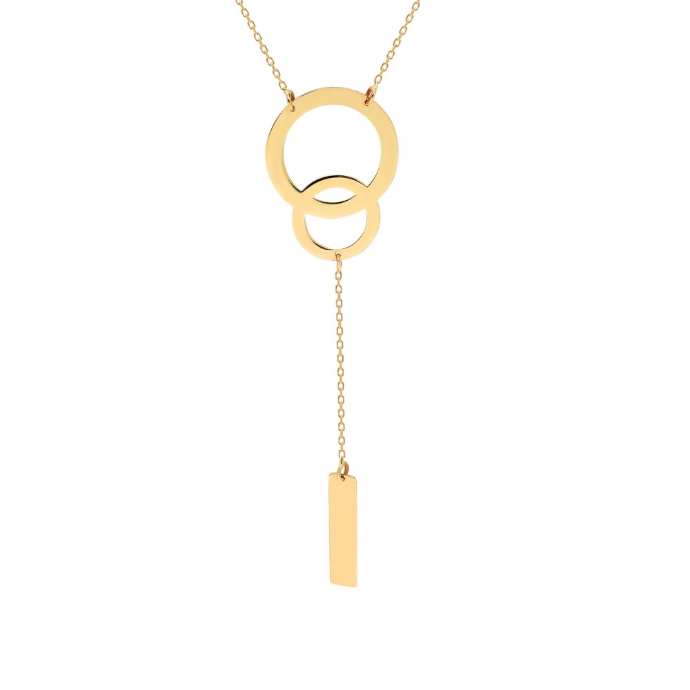 Glorria 14k Solid Gold Double Circle Necklace