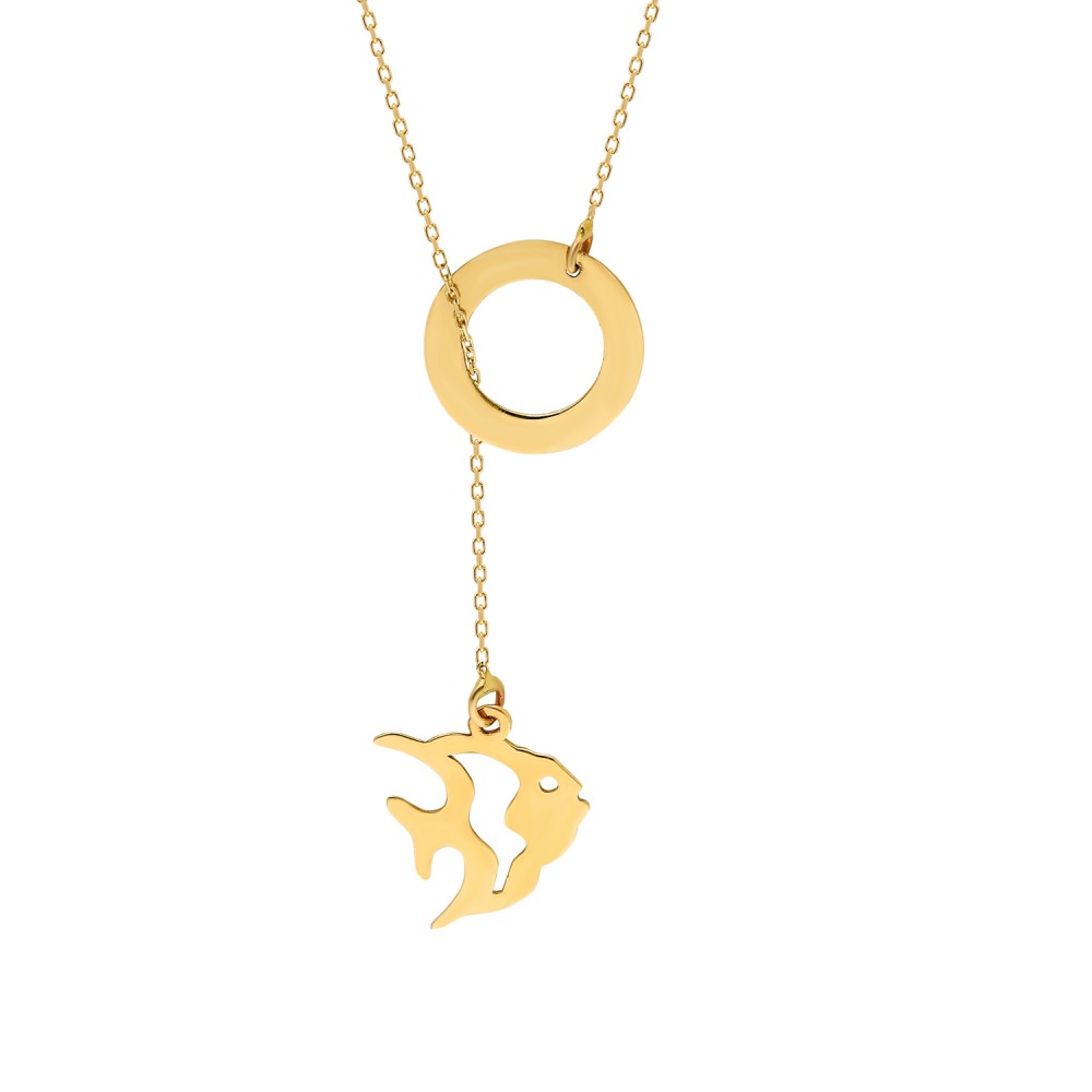 Glorria 14k Solid Gold Fish Necklace