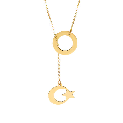 Glorria 14k Solid Gold Star and Crescent Necklace Glorria 14k Solid Gold Star and Crescent Necklace