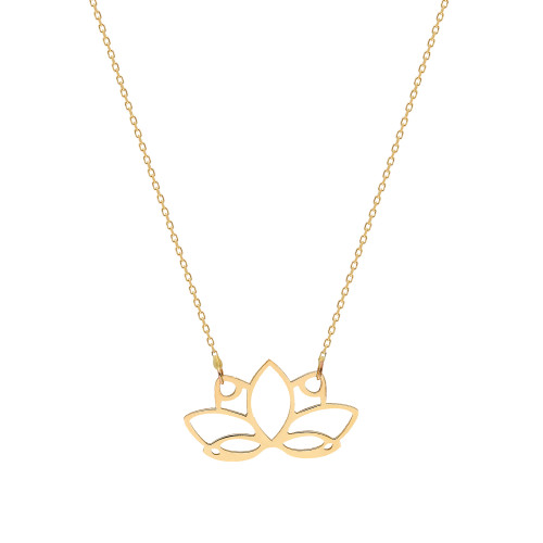 Glorria 14k Solid Gold Lotus Flower Necklace Glorria 14k Solid Gold Lotus Flower Necklace