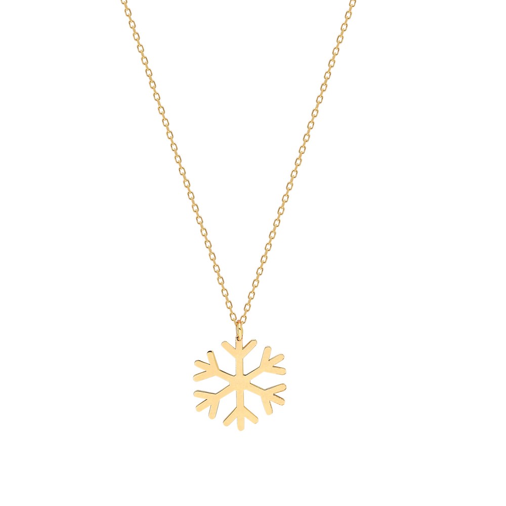 Glorria 14k Solid Gold Snowflake Necklace