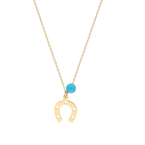 Glorria 14k Solid Gold Turquoise Luck Necklace Glorria 14k Solid Gold Turquoise Luck Necklace