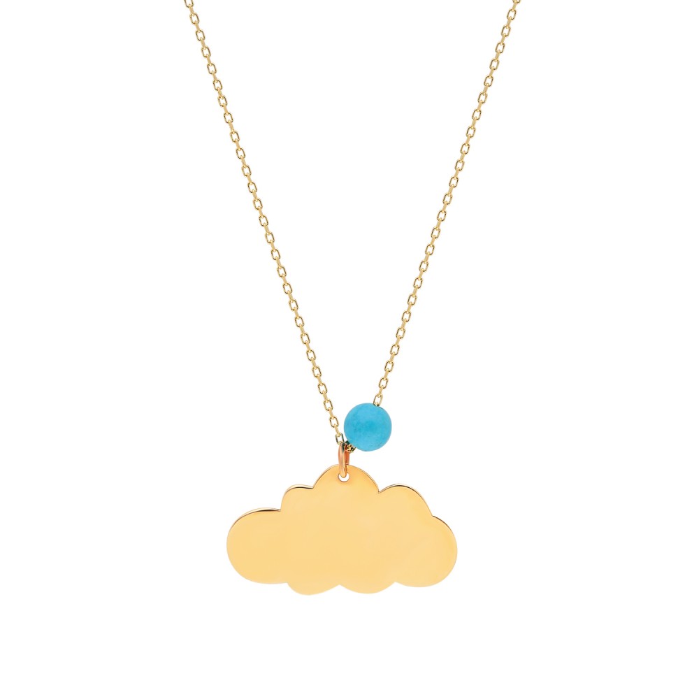 Glorria 14k Solid Gold Turquoise Cloud Necklace