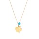 Glorria 14k Solid Gold Turquoise Clover Necklace