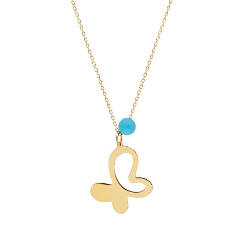 Glorria 14k Solid Gold Turquoise Butterfly Necklace Glorria 14k Solid Gold Turquoise Butterfly Necklace