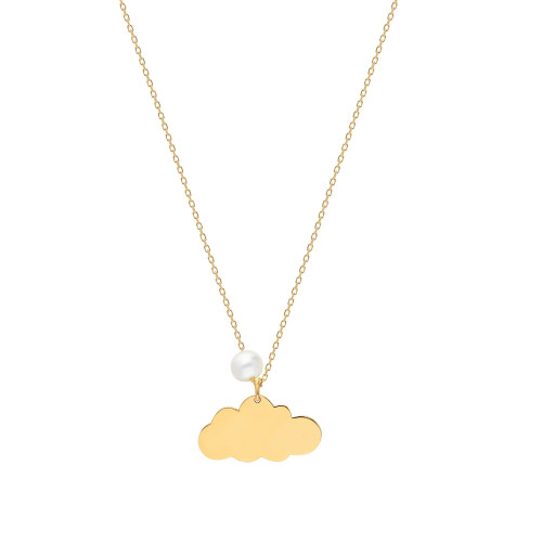 Glorria 14k Solid Gold Pearl Cloud Necklace Glorria 14k Solid Gold Pearl Cloud Necklace
