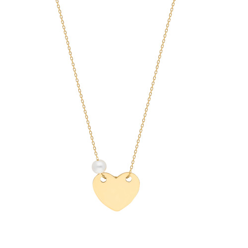 Glorria 14k Solid Gold Pearl Heart Necklace Glorria 14k Solid Gold Pearl Heart Necklace