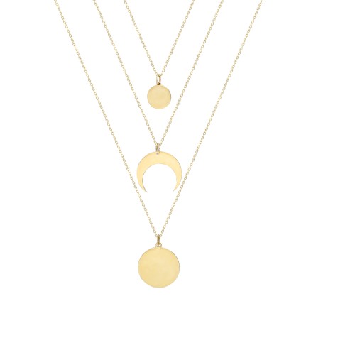 Glorria 14k Solid Gold Three Combine Magic of the Moon Necklace Glorria 14k Solid Gold Three Combine Magic of the Moon Necklace