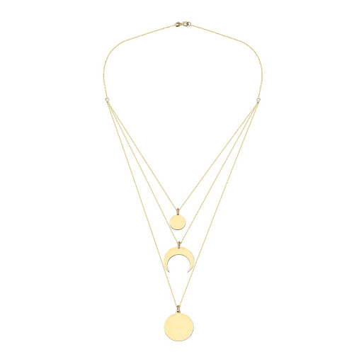 Glorria 14k Solid Gold Three Combine Magic of the Moon Necklace Glorria 14k Solid Gold Three Combine Magic of the Moon Necklace