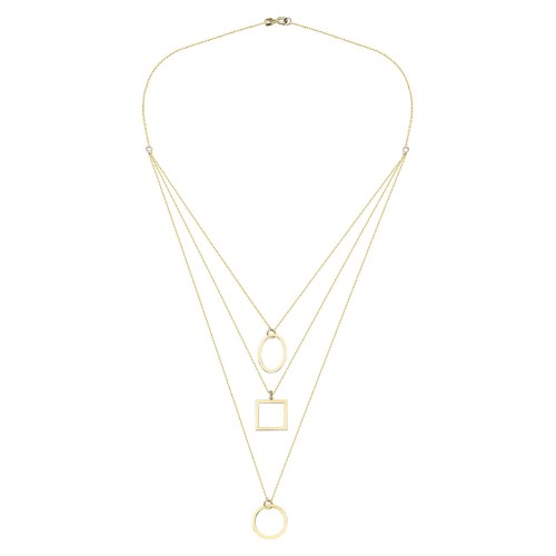 Glorria 14k Solid Gold Three Combine Geometric Necklace