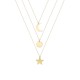 Glorria 14k Solid Gold Three Combine Sky Necklace