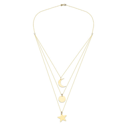 Glorria 14k Solid Gold Three Combine Sky Necklace Glorria 14k Solid Gold Three Combine Sky Necklace