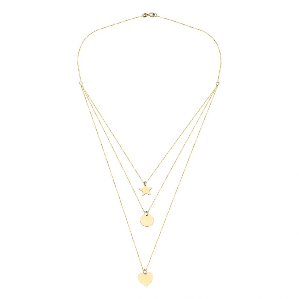 Glorria 14k Solid Gold Three Combine Magic of Love Necklace