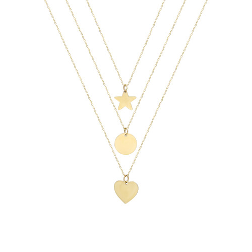 Glorria 14k Solid Gold Three Combine Magic of Love Necklace Glorria 14k Solid Gold Three Combine Magic of Love Necklace