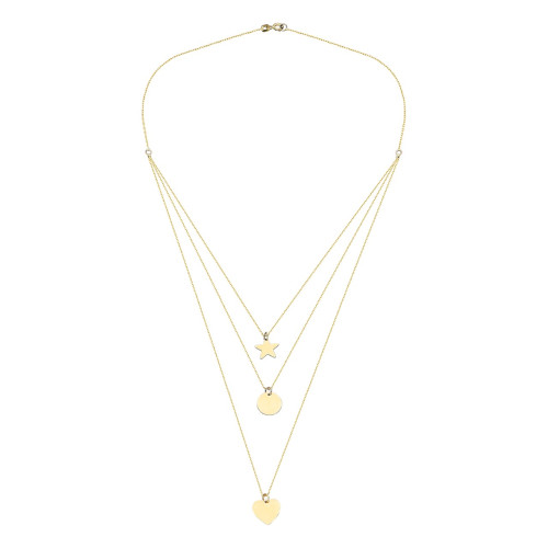 Glorria 14k Solid Gold Three Combine Magic of Love Necklace
