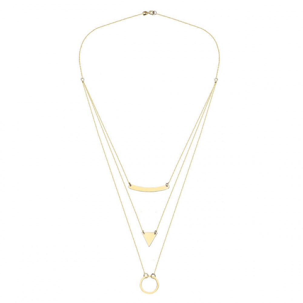 Glorria 14k Solid Gold Three Combine Necklace