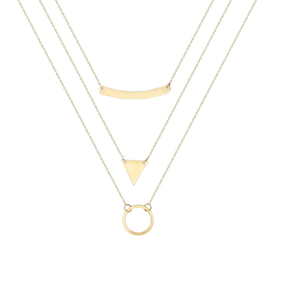 Glorria 14k Solid Gold Three Combine Necklace
