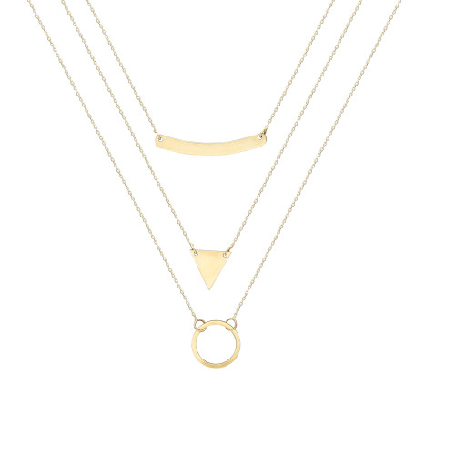 Glorria 14k Solid Gold Three Combine Necklace Glorria 14k Solid Gold Three Combine Necklace