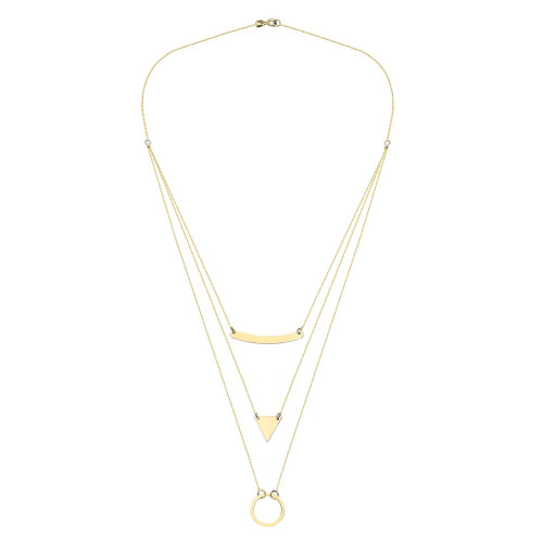 Glorria 14k Solid Gold Three Combine Necklace