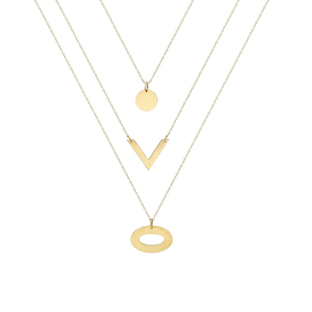 Glorria 14k Solid Gold Three Combine Necklace