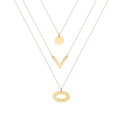 Glorria 14k Solid Gold Three Combine Necklace Glorria 14k Solid Gold Three Combine Necklace
