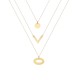 Glorria 14k Solid Gold Three Combine Necklace