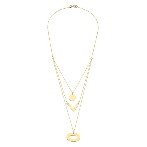 Glorria 14k Solid Gold Three Combine Necklace Glorria 14k Solid Gold Three Combine Necklace