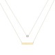 Glorria 14k Solid Gold Double Combine Plate Solitaire Necklace