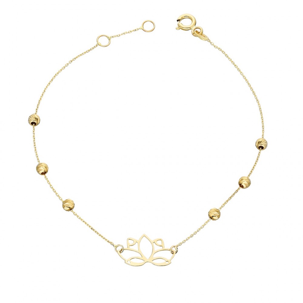 Glorria 14k Solid Gold Dorika Lotus Flower Bracelet