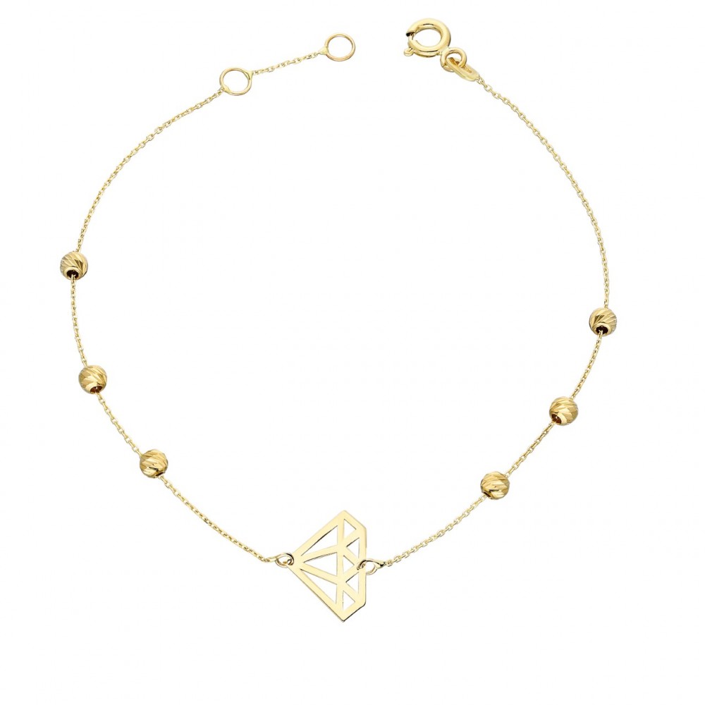 Glorria 14k Solid Gold Dorika Diamond Cut Bracelet