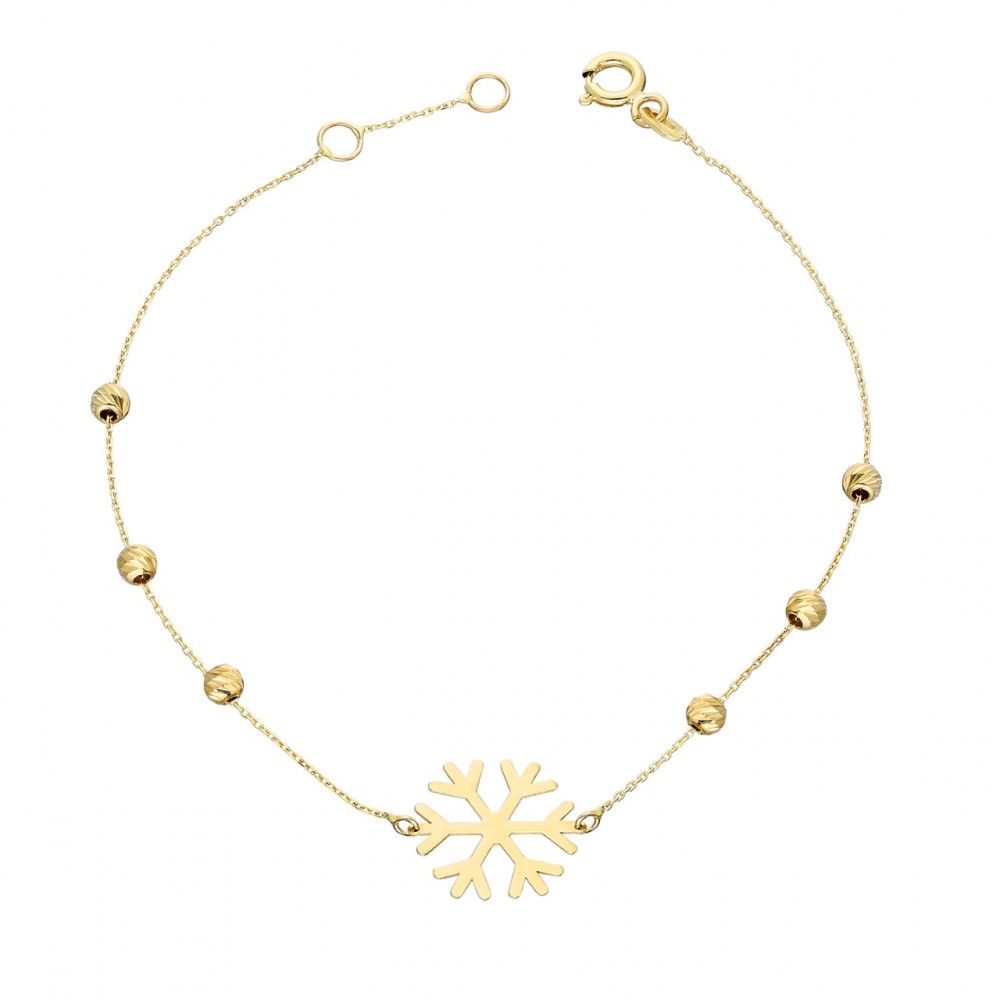 Glorria 14k Solid Gold Dorika Snowflake Bracelet