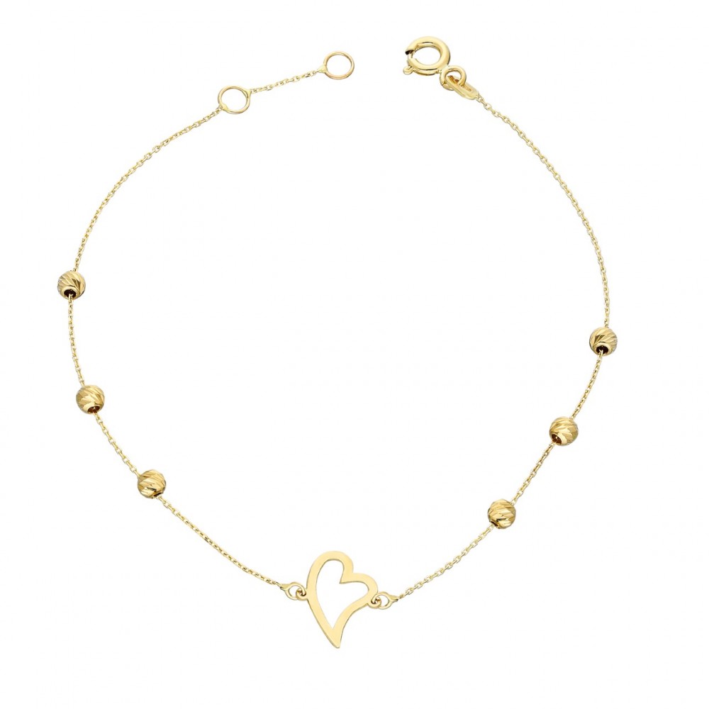 Glorria 14k Solid Gold Dorika Heart Bracelet