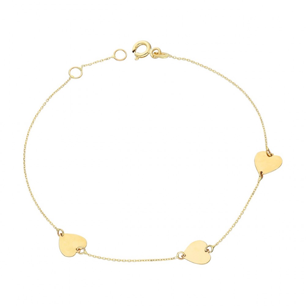 Glorria 14k Solid Gold Heart Bracelet