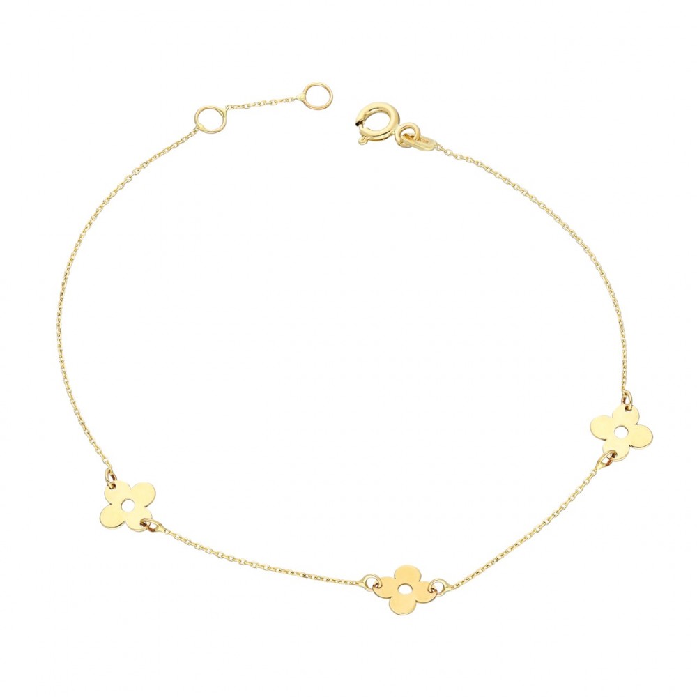 Glorria 14k Solid Gold Flower Bracelet